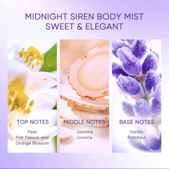 GRACE & GLOW Midnight Siren Vanilla Velvet Body Mist 100ml - Image 6