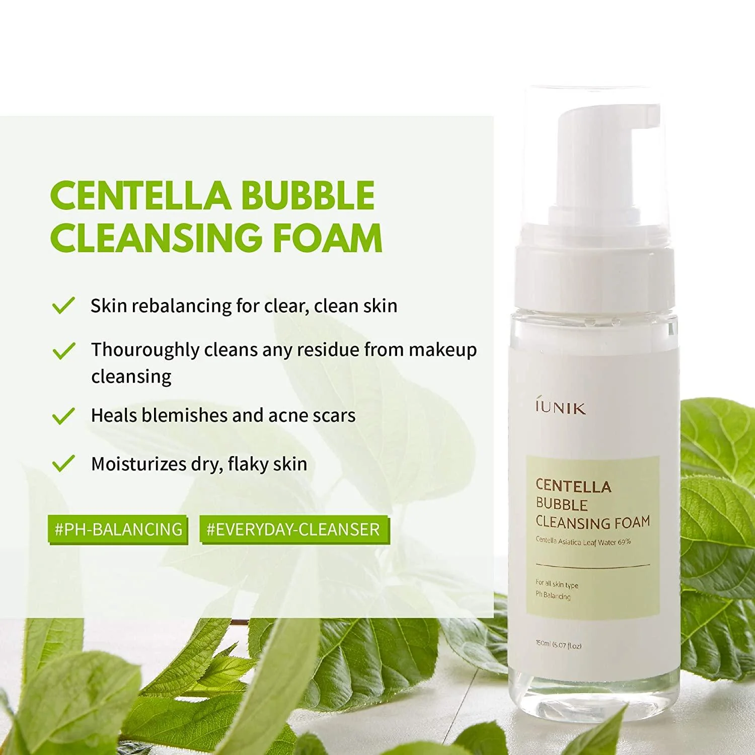 IUNIK Centella Bubble Cleansing Foam 150ml - Image 10