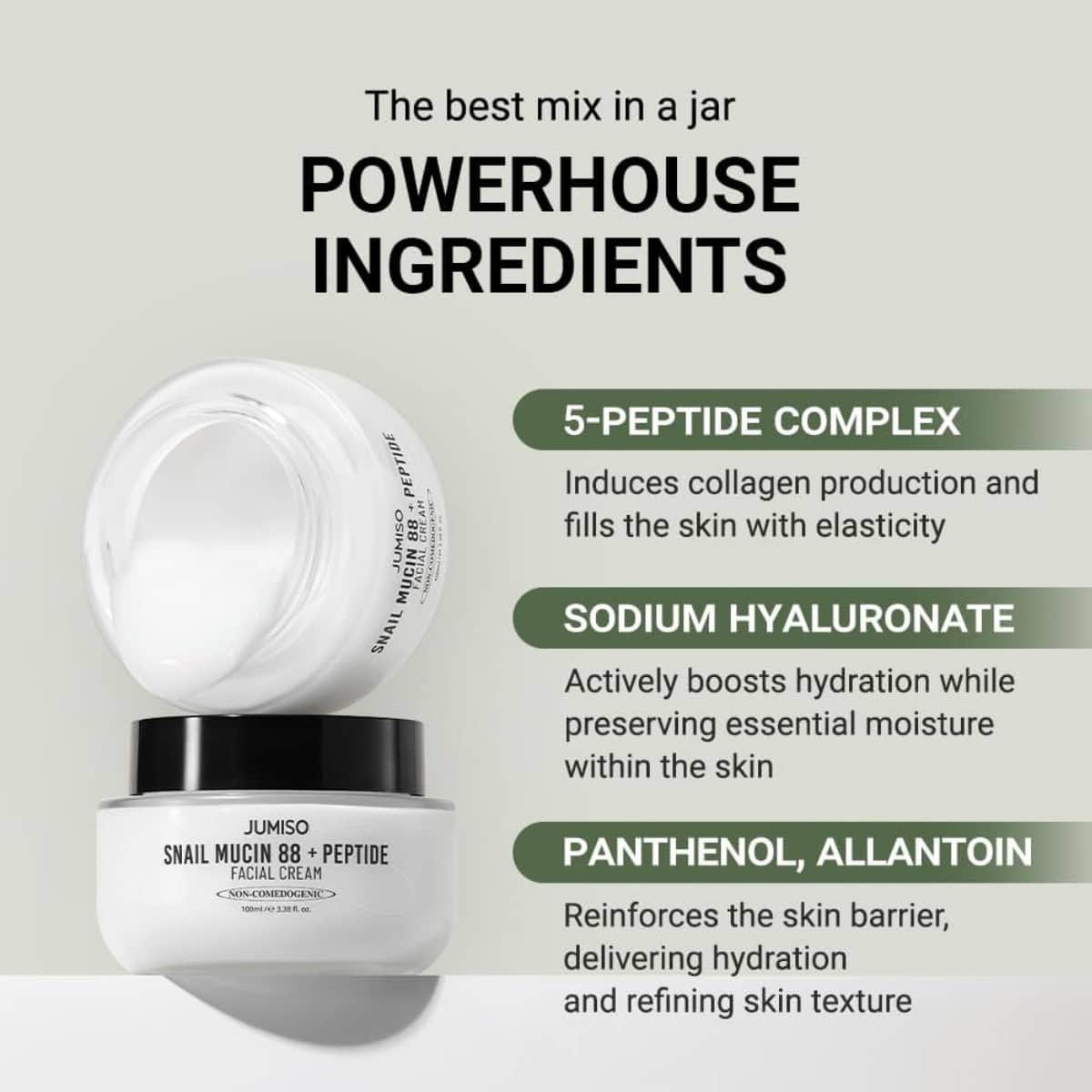 JUMISO Snail Mucin 88 + Peptide Cream 100ml - Image 6