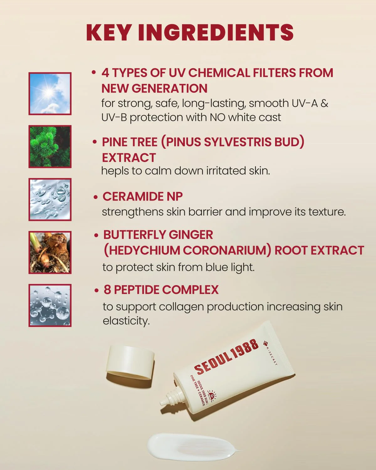 KSECRET Seoul 1988 Sun : Pine Tree + Ceramide 50ml - Image 4