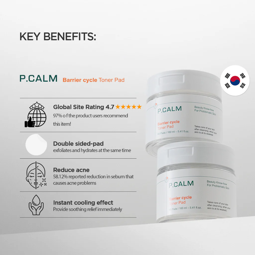 P.CALM Barrier Cycle Toner Pad 60pads - Image 5
