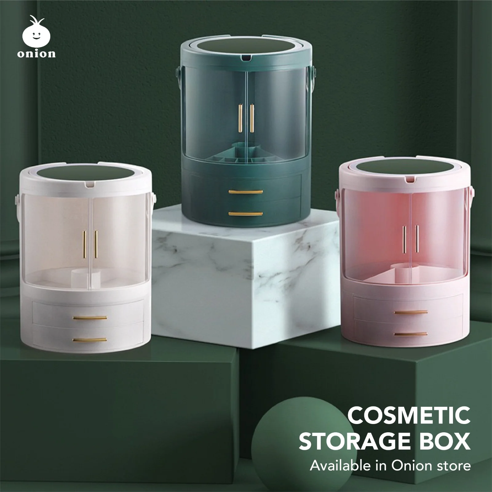 Skincare Cosmetics Vanity Storage w Large mirror - Image 3