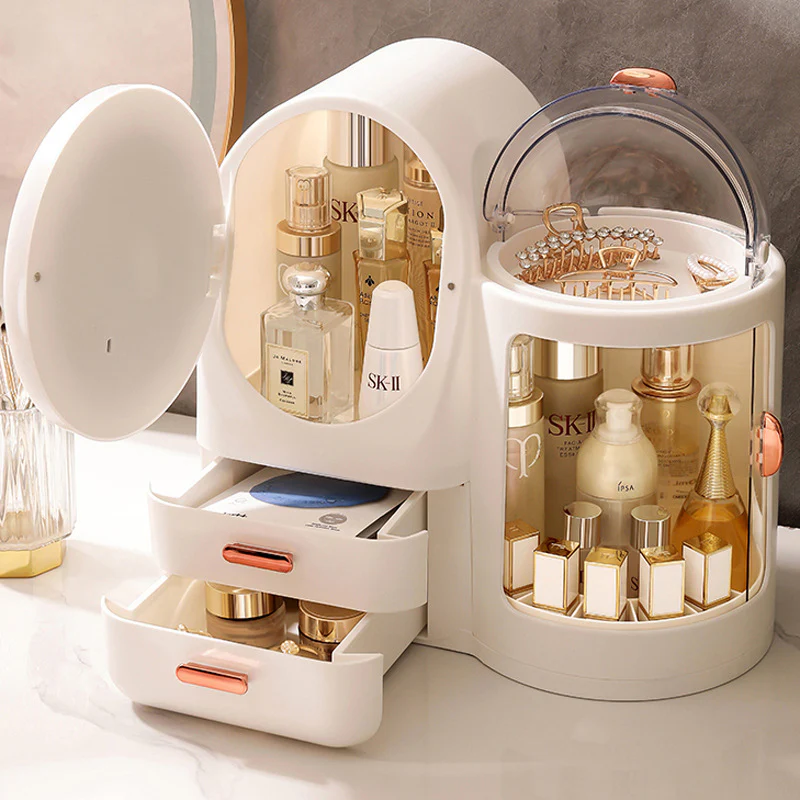 Skincare Cosmetics Vanity Storage with mirror - Image 3